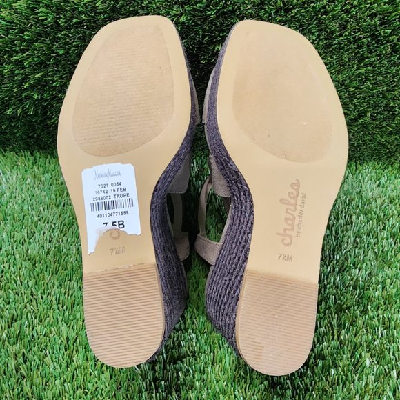 CHARLES by Charles David Taupe Suede Wedge Espadrilles | NEVER WORN - Picture 3 of 4